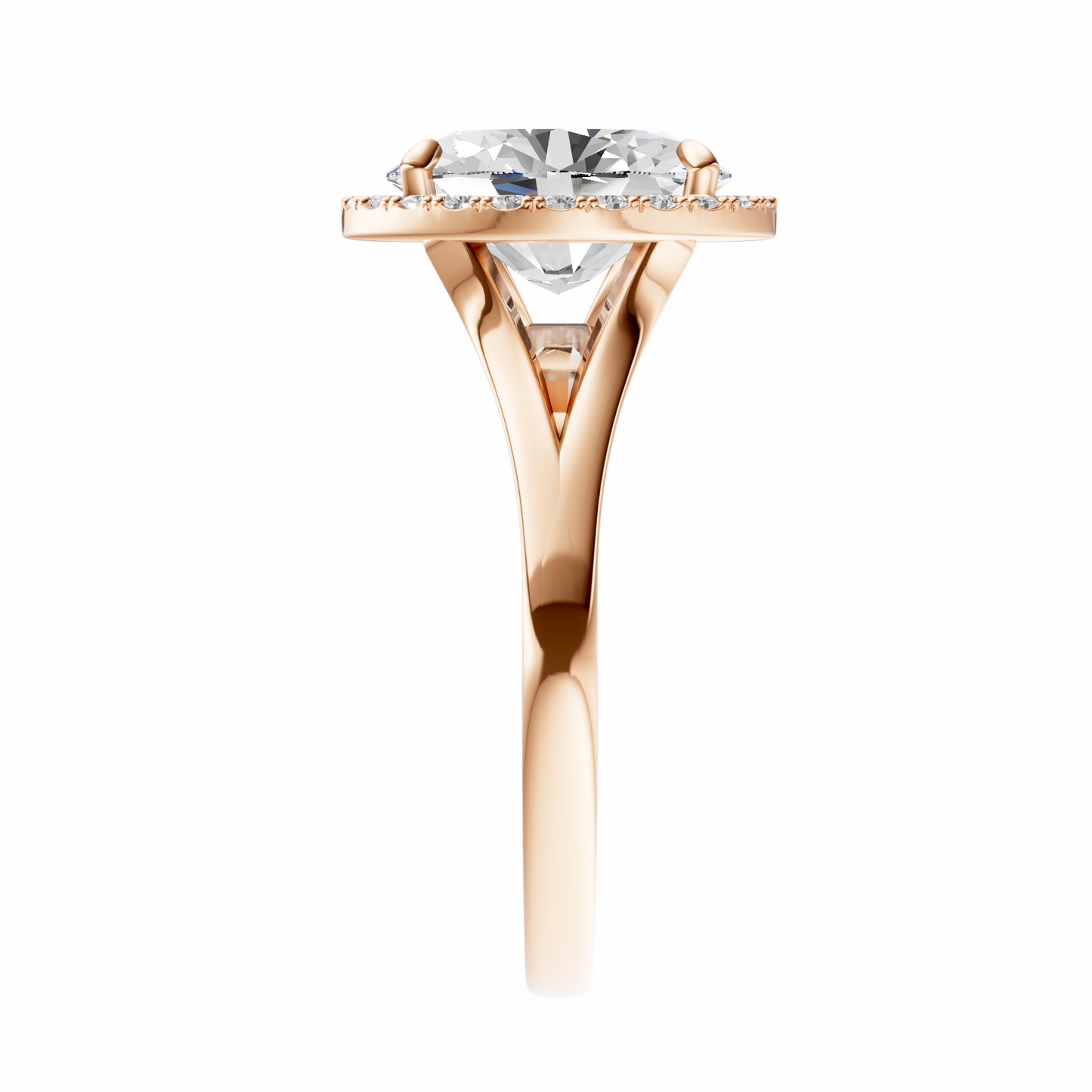 Oval Split Shank Halo Elegant Setting