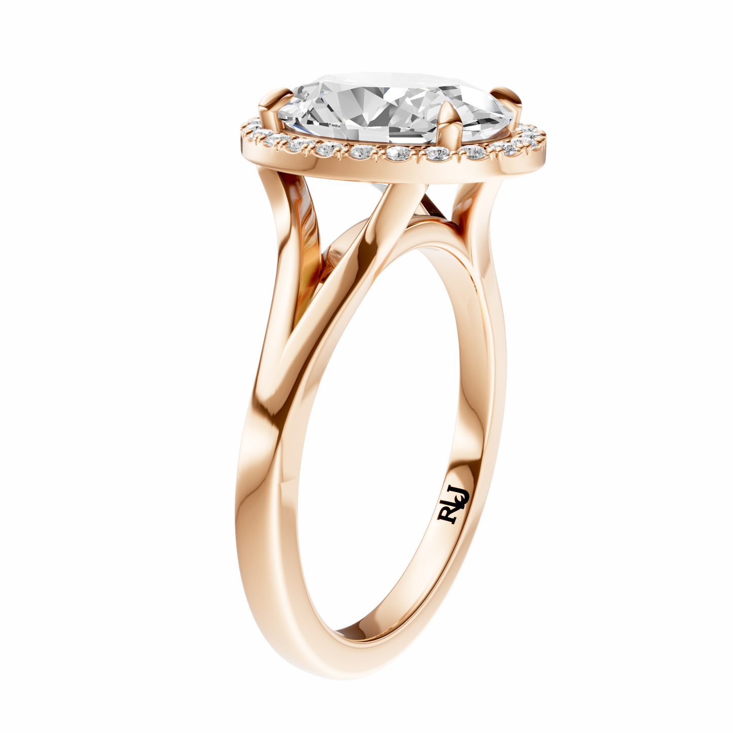 Oval Split Shank Halo Elegant Setting