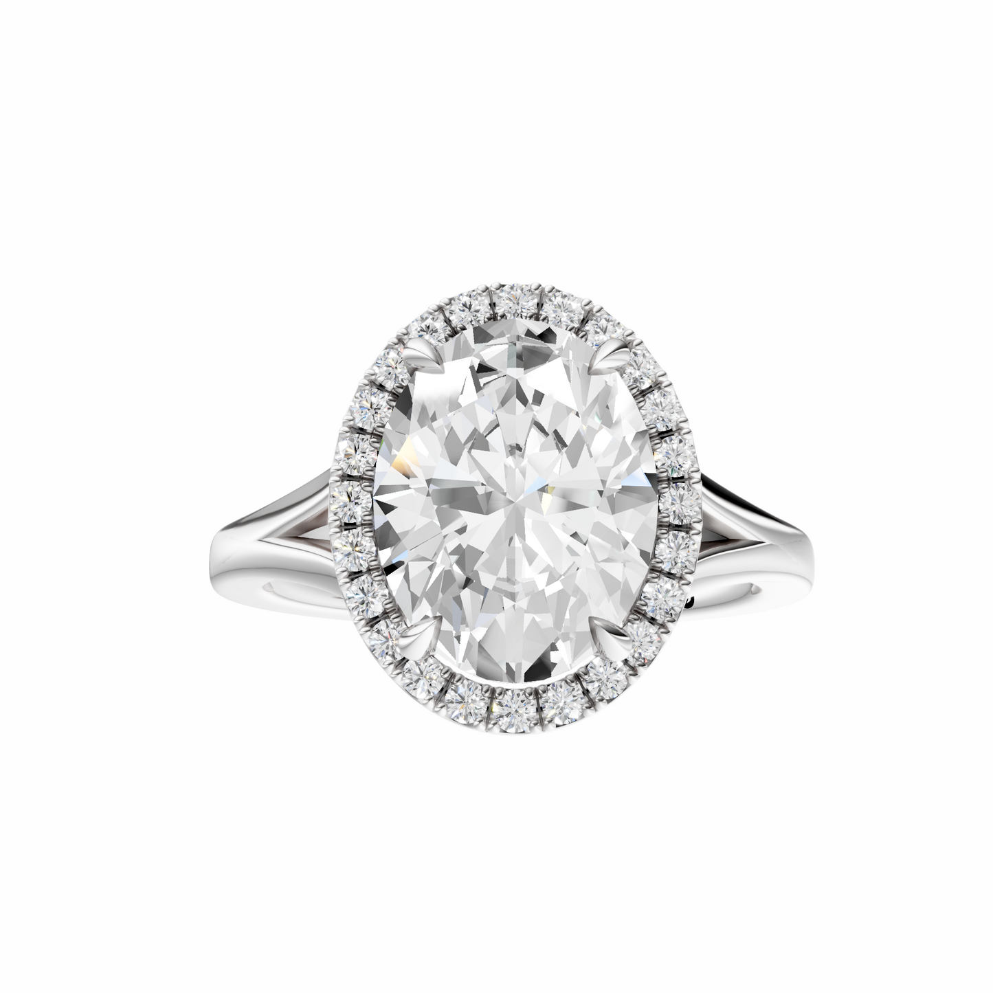 Oval Split Shank Halo Elegant Setting