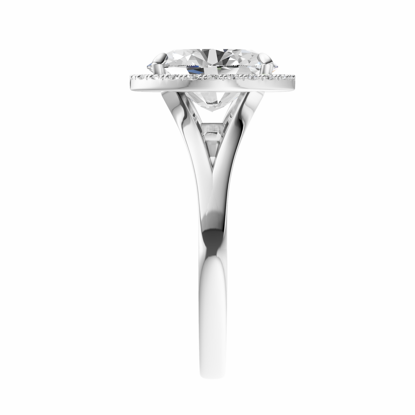 Oval Split Shank Halo Elegant Setting
