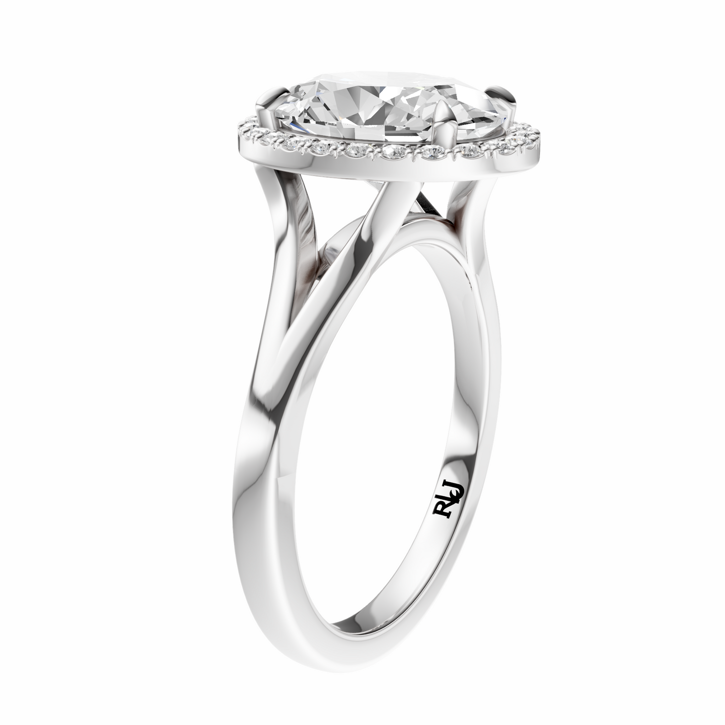 Oval Split Shank Halo Elegant Setting