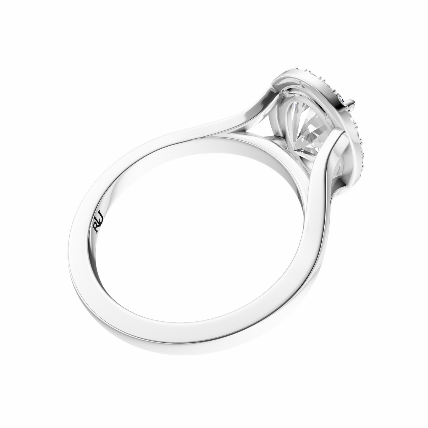 Oval Split Shank Halo Elegant Setting