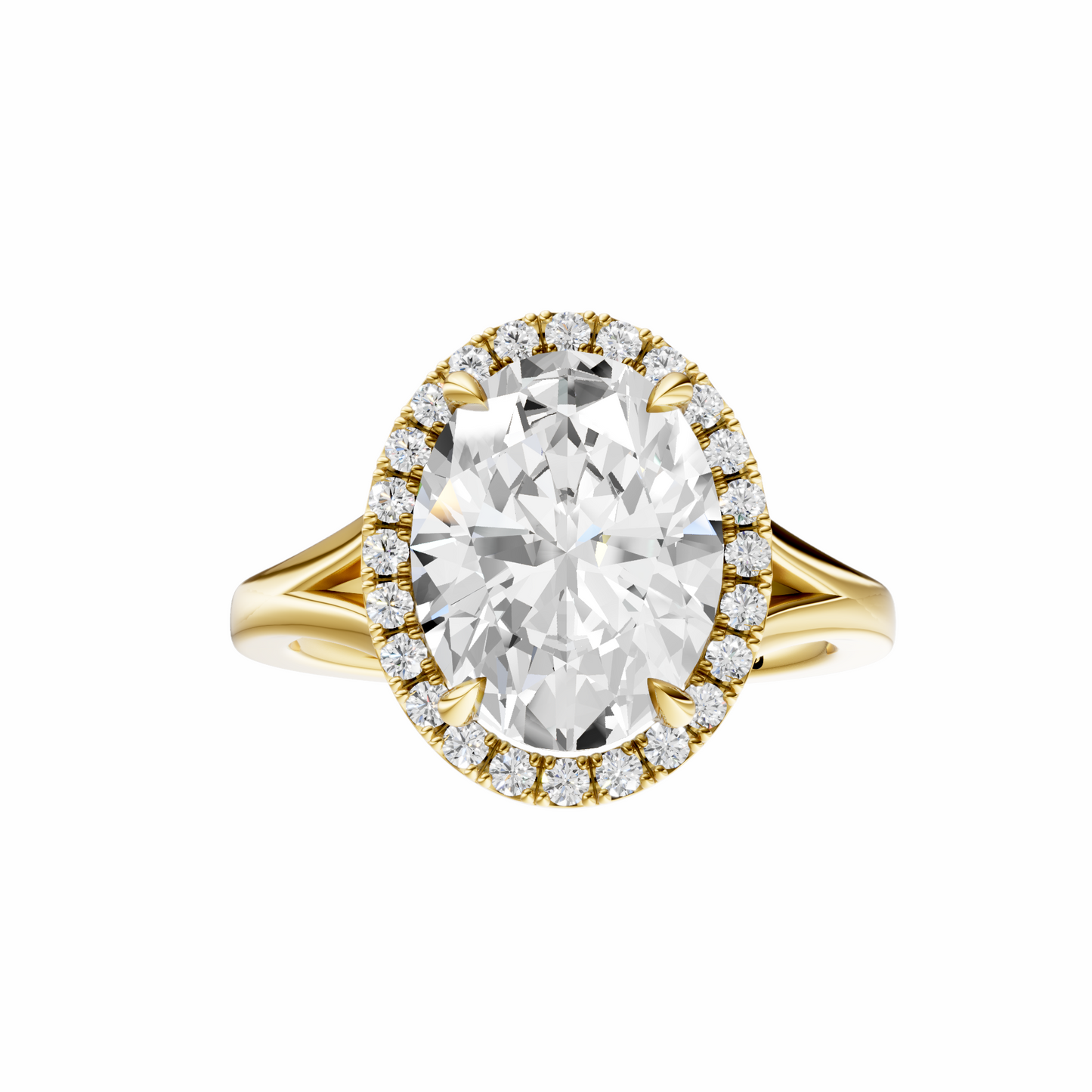 Oval Split Shank Halo Elegant Setting