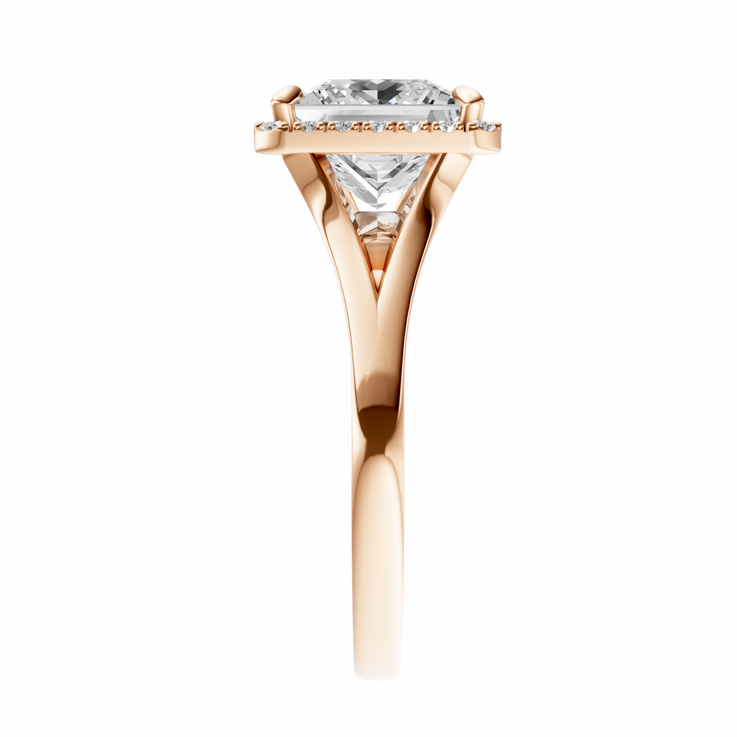 Princess Split Shank Halo Elegant Setting