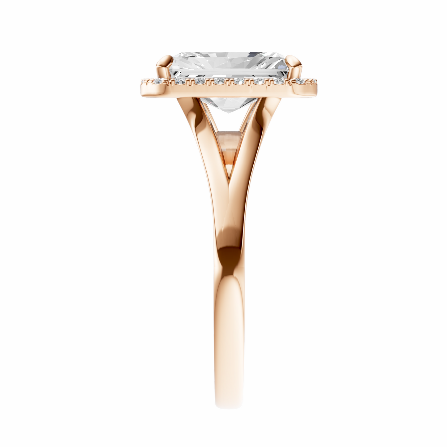 Radiant Split Shank Halo Elegant Setting