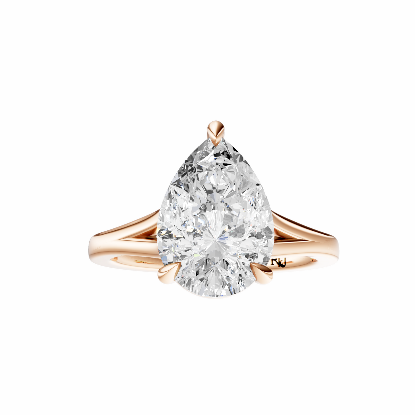 Pear Split-Shank Cathedral Solitaire Setting
