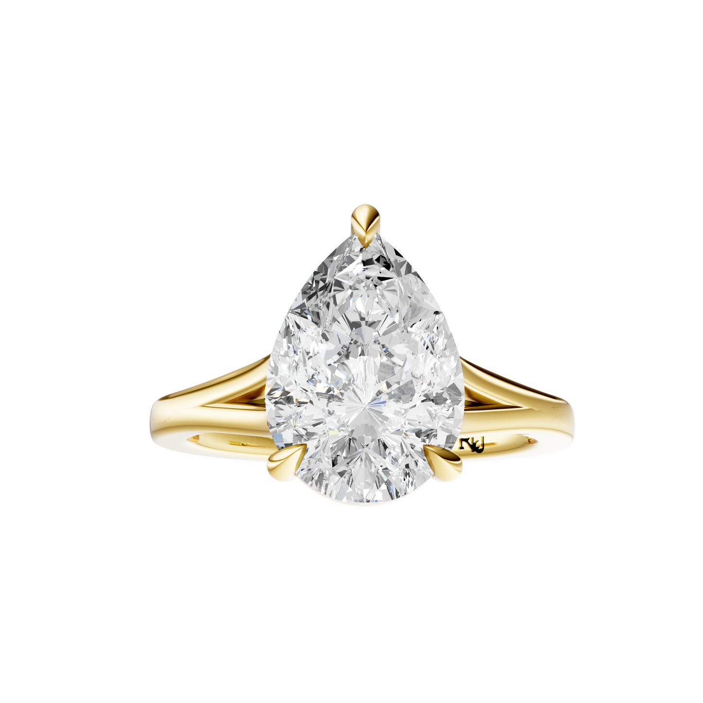Pear Split-Shank Cathedral Solitaire Setting