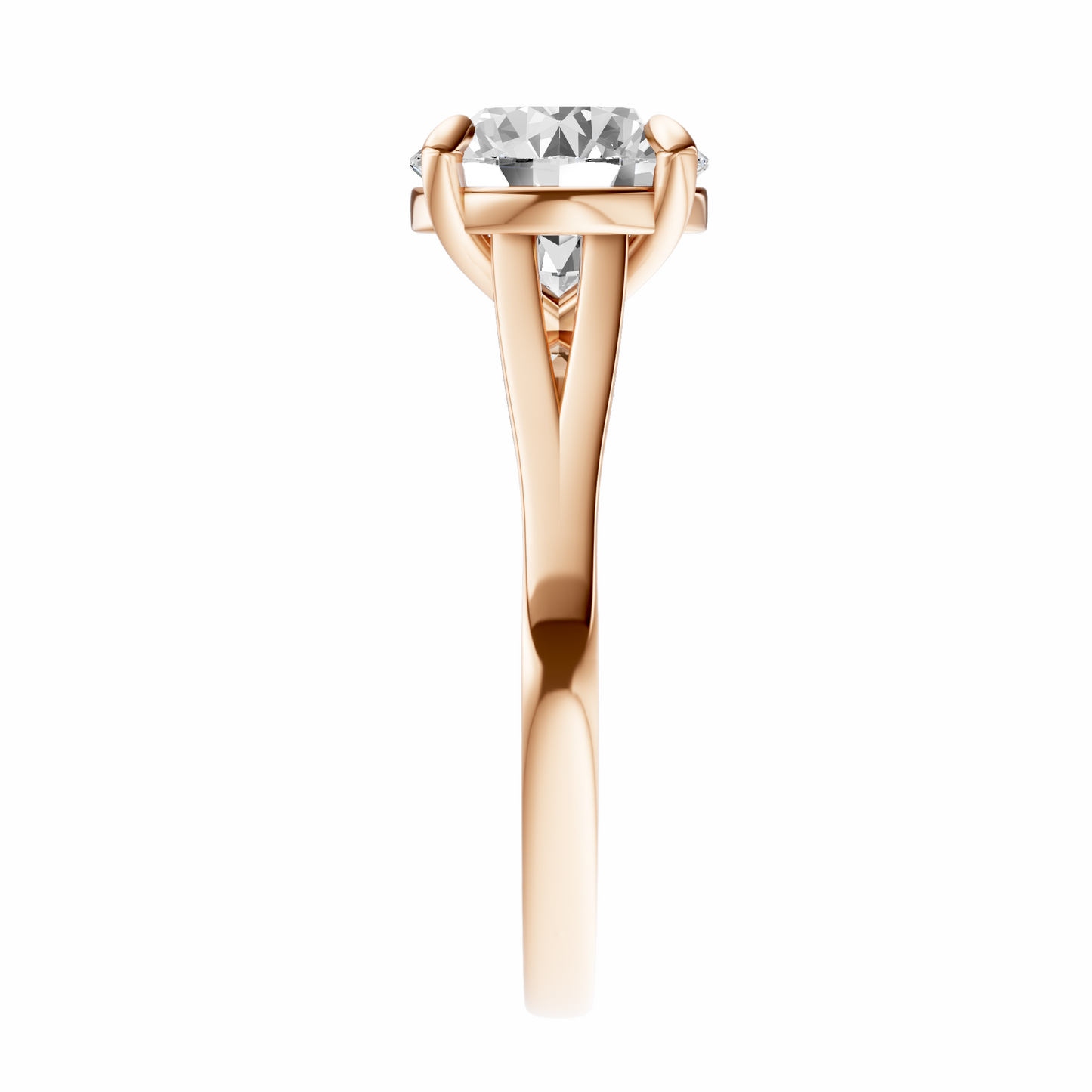 Round Solitaire Split-Shank Cathedral Setting
