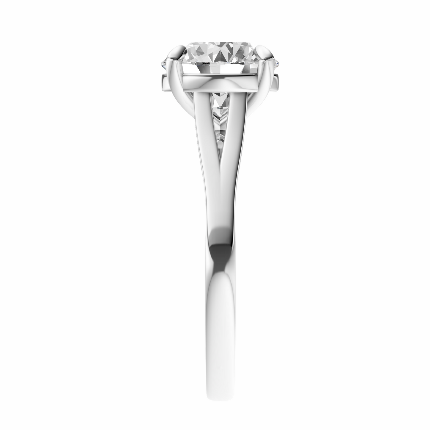 Round Solitaire Split-Shank Cathedral Setting