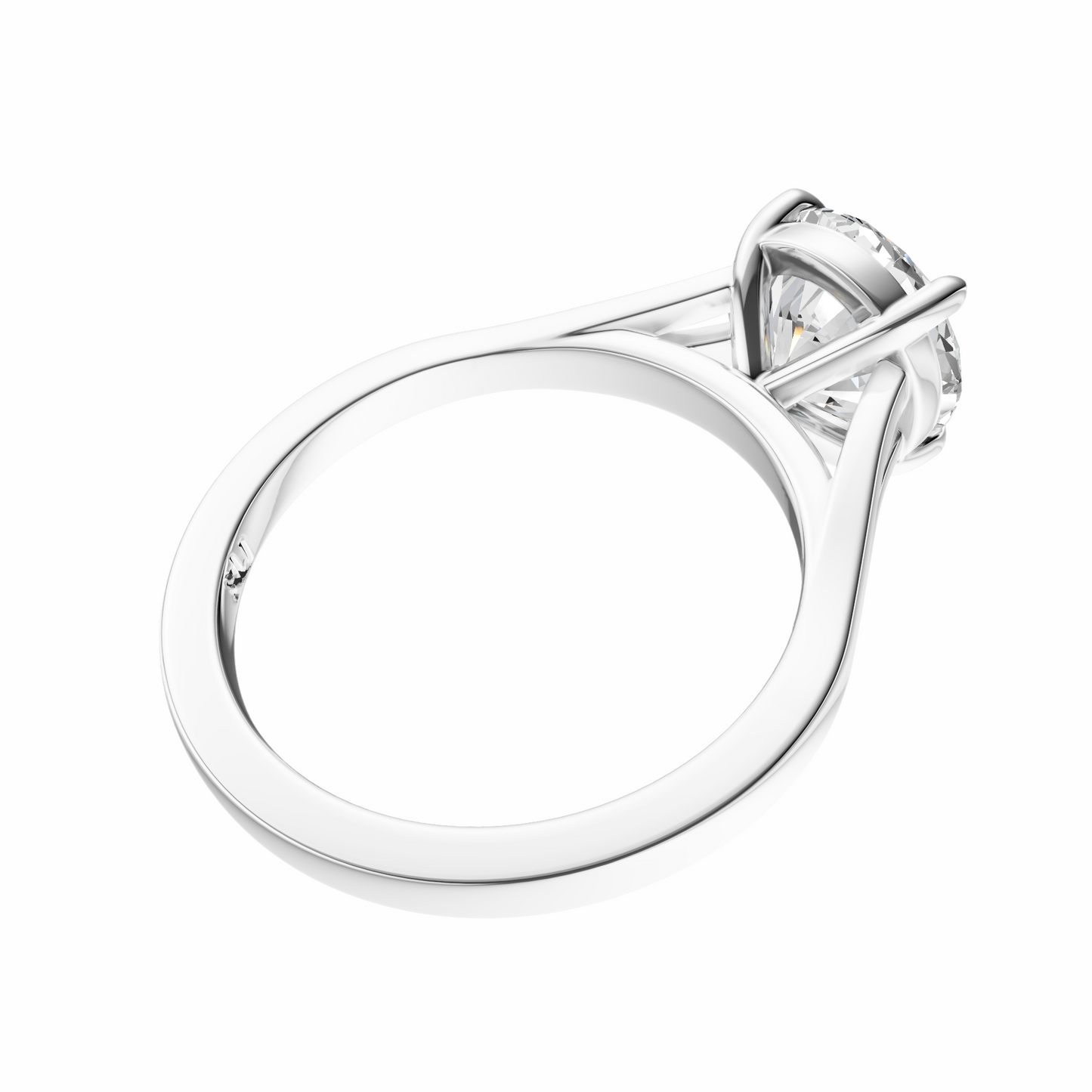 Round Solitaire Split-Shank Cathedral Setting