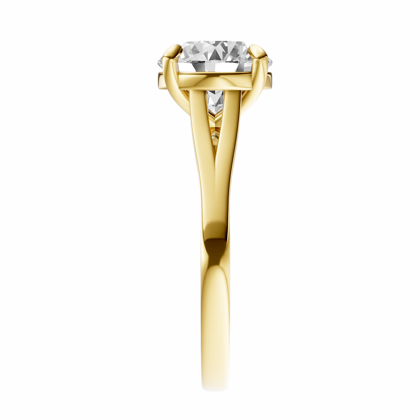 Round Solitaire Split-Shank Cathedral Setting
