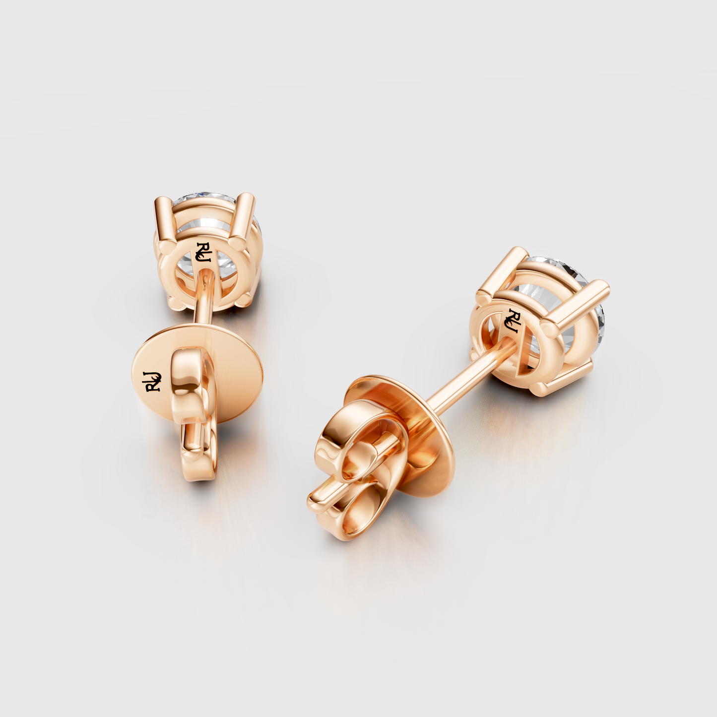 Round Lab Diamond 4-Prong Stud Earrings
