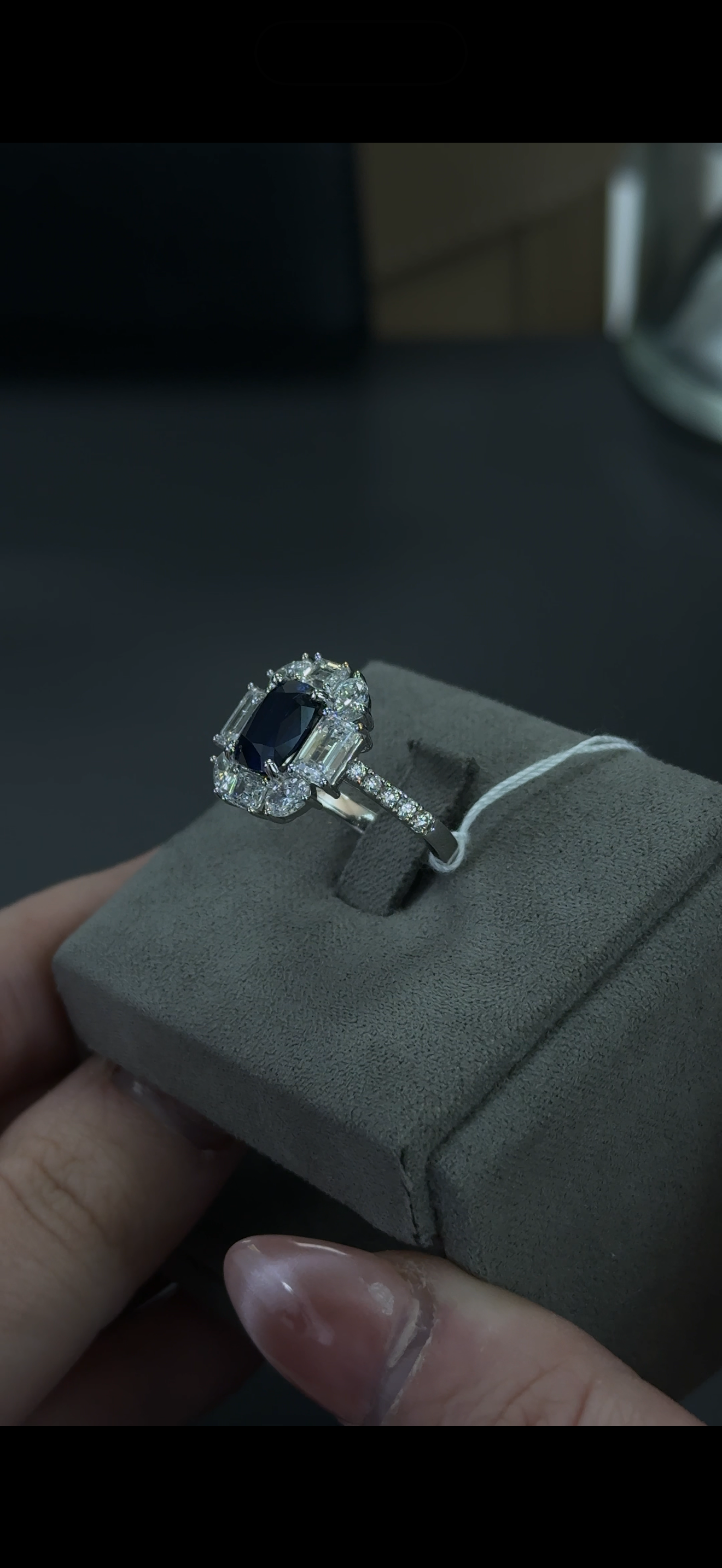 5.69ctw Blue Sapphire Lab Gemstone and Lab Diamond 14kt White Gold ring SKU: RG02045WBS