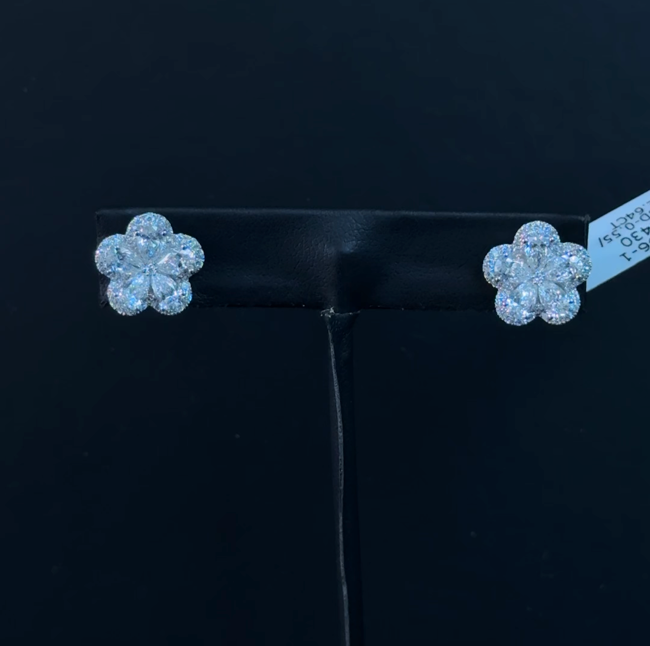 3.19ctw Pear Lab Diamond 14kt White Gold Flower Earrings ERG-96-1