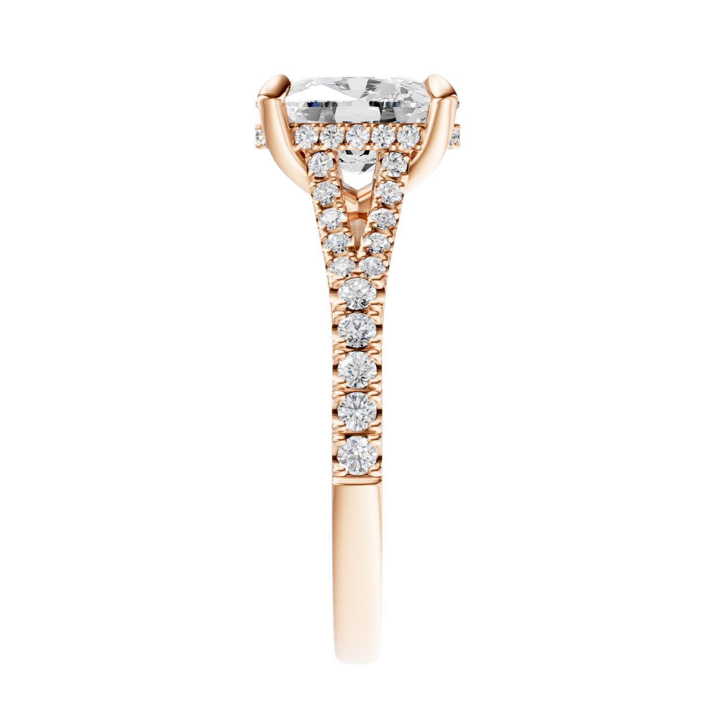 Cushion Traditional Split-Shank Cathedral Hidden Halo Setting