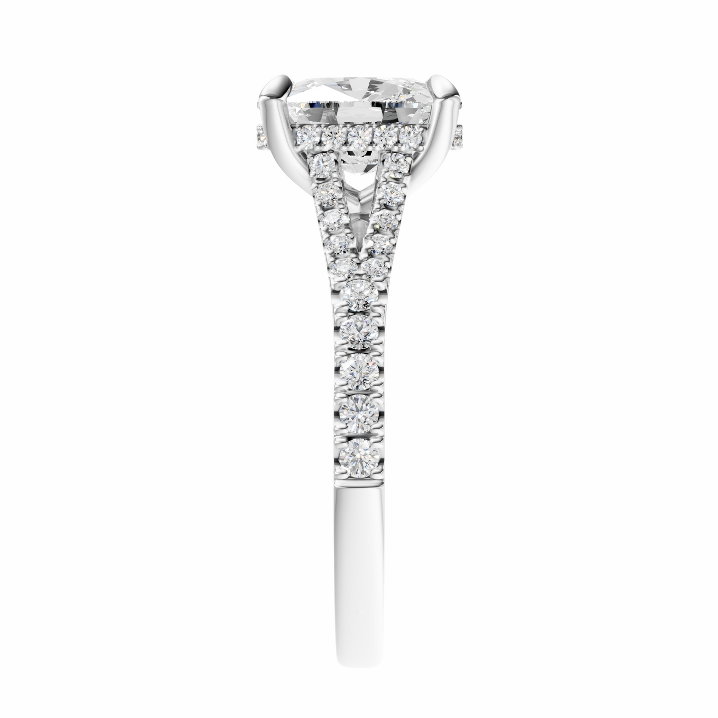 Cushion Traditional Split-Shank Cathedral Hidden Halo Setting