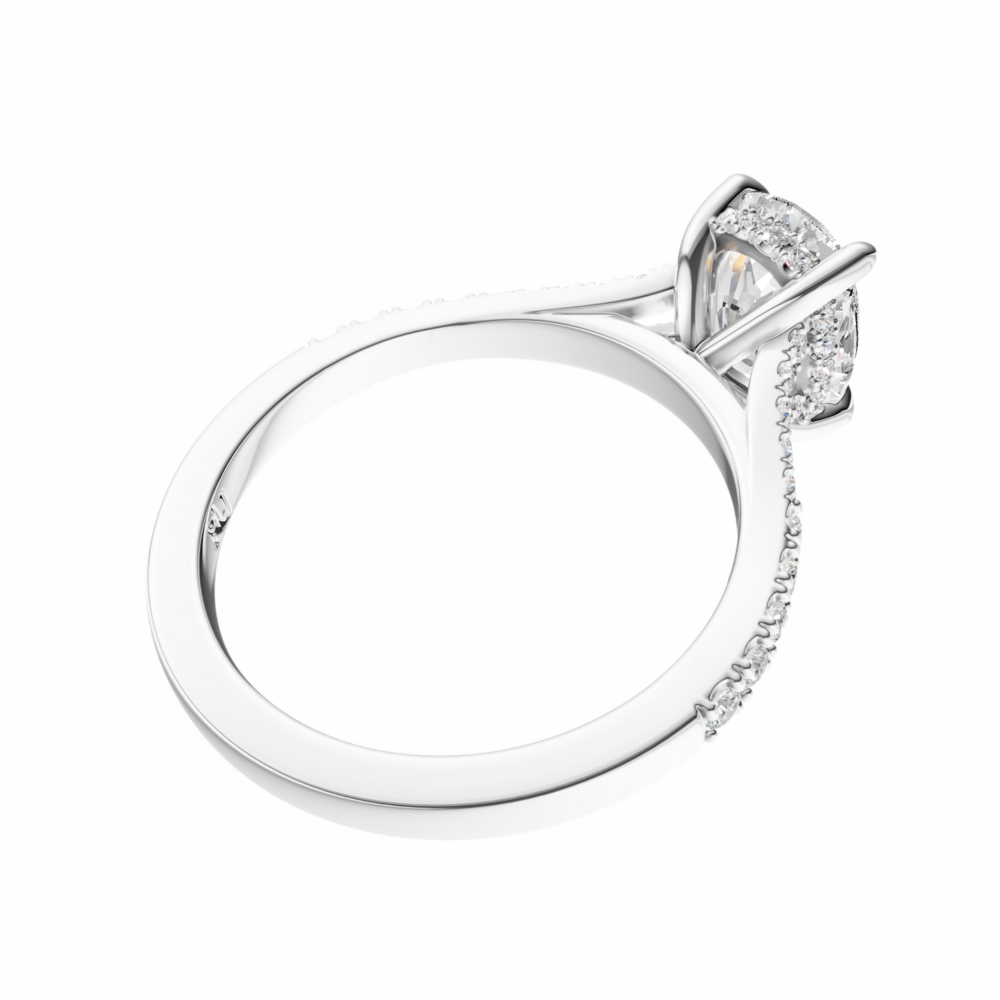 Cushion Traditional Split-Shank Cathedral Hidden Halo Setting