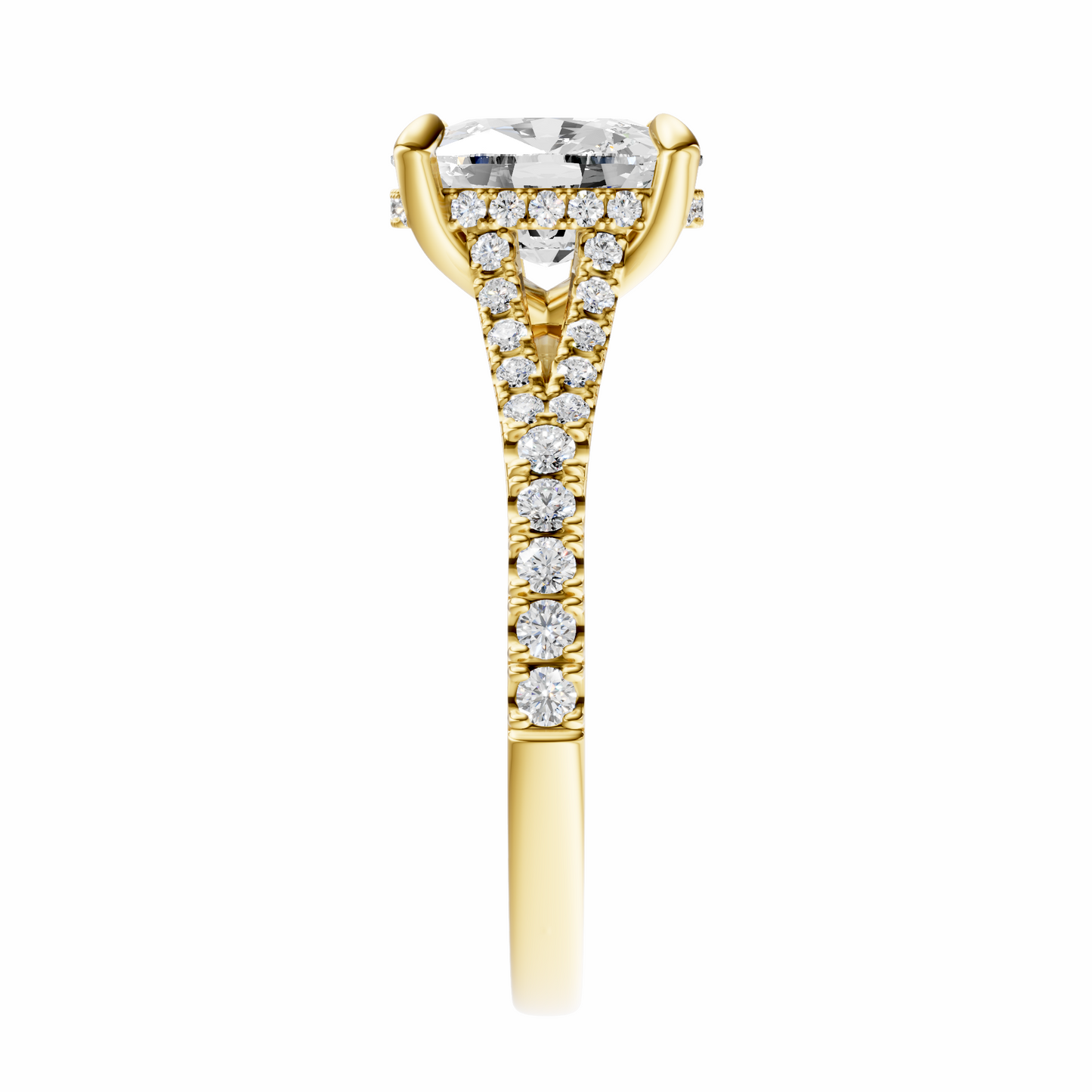 Cushion Traditional Split-Shank Cathedral Hidden Halo Setting