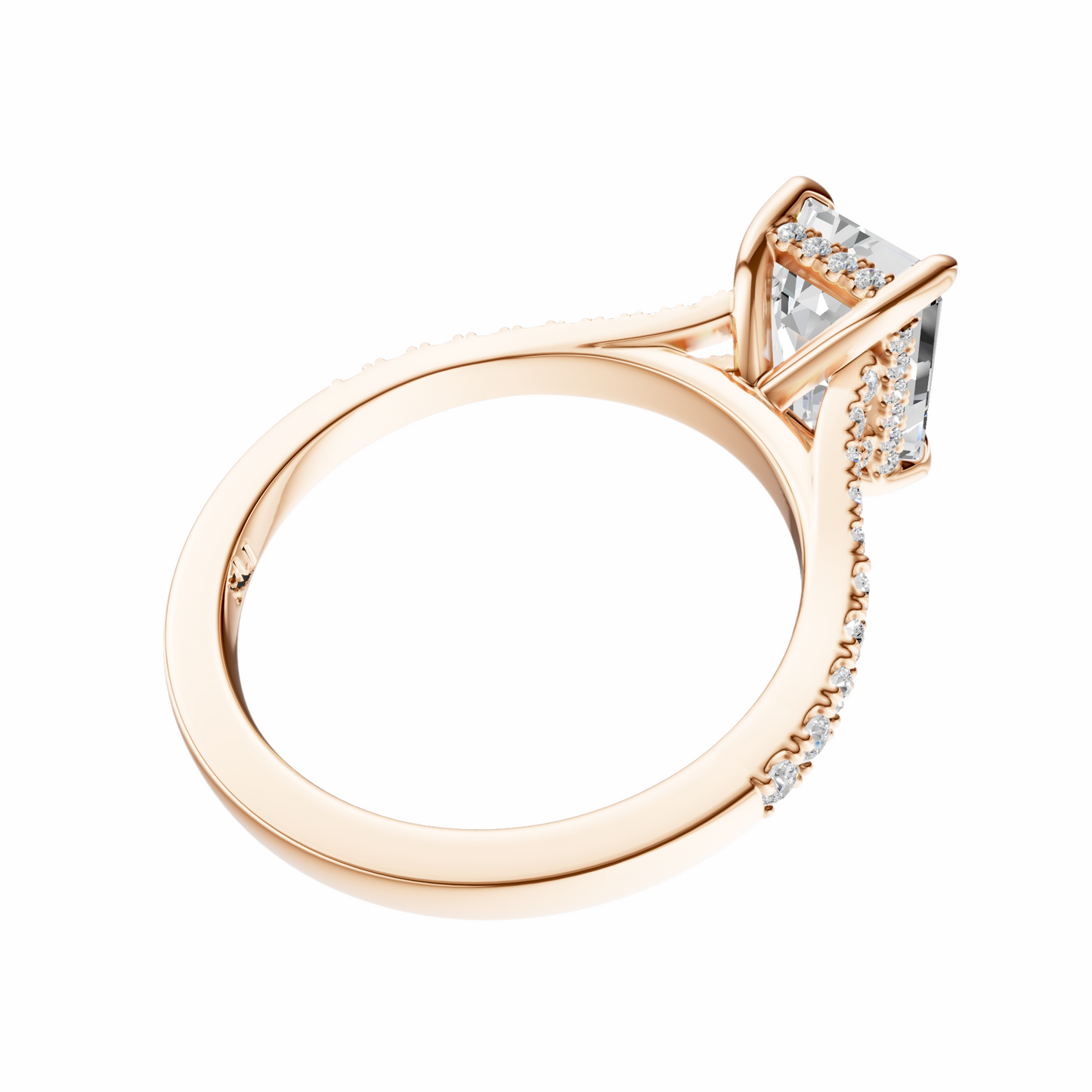 Emerald Traditional Split-Shank Cathedral Hidden Halo Setting