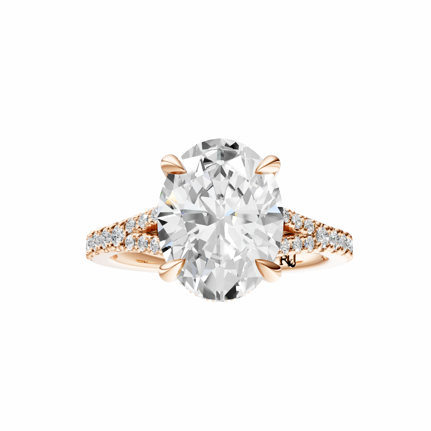 Oval Traditional Split-Shank Cathedral Hidden Halo Setting