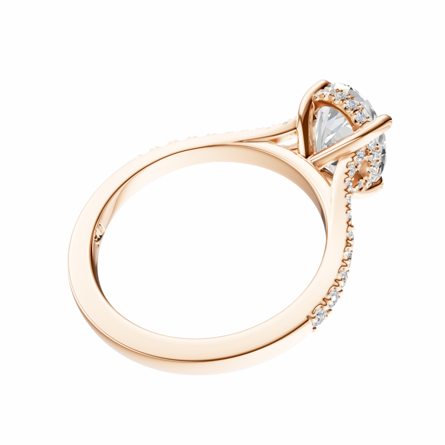 Oval Traditional Split-Shank Cathedral Hidden Halo Setting