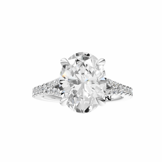Oval Traditional Split-Shank Cathedral Hidden Halo Setting