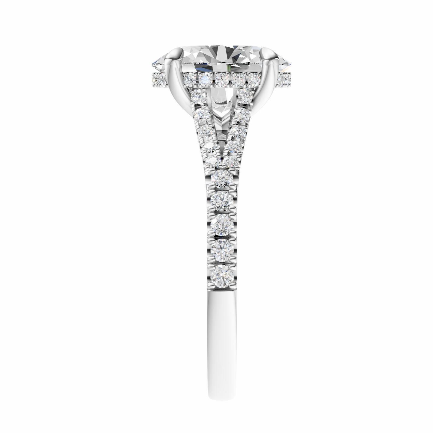 Oval Traditional Split-Shank Cathedral Hidden Halo Setting