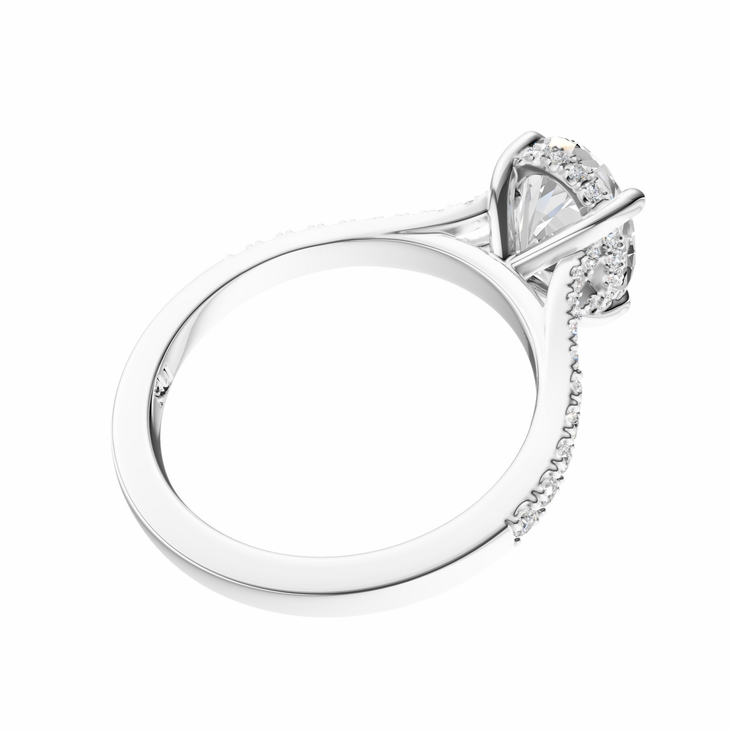 Oval Traditional Split-Shank Cathedral Hidden Halo Setting