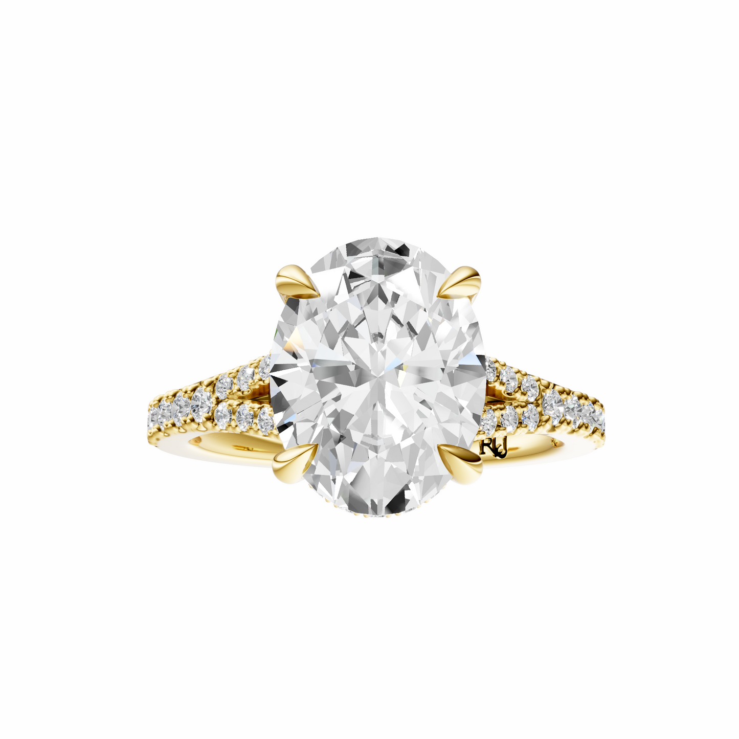 Oval Traditional Split-Shank Cathedral Hidden Halo Setting