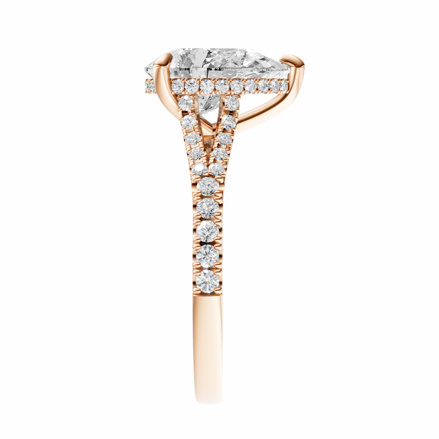 Pear Traditional Split-Shank Cathedral Hidden Halo Setting