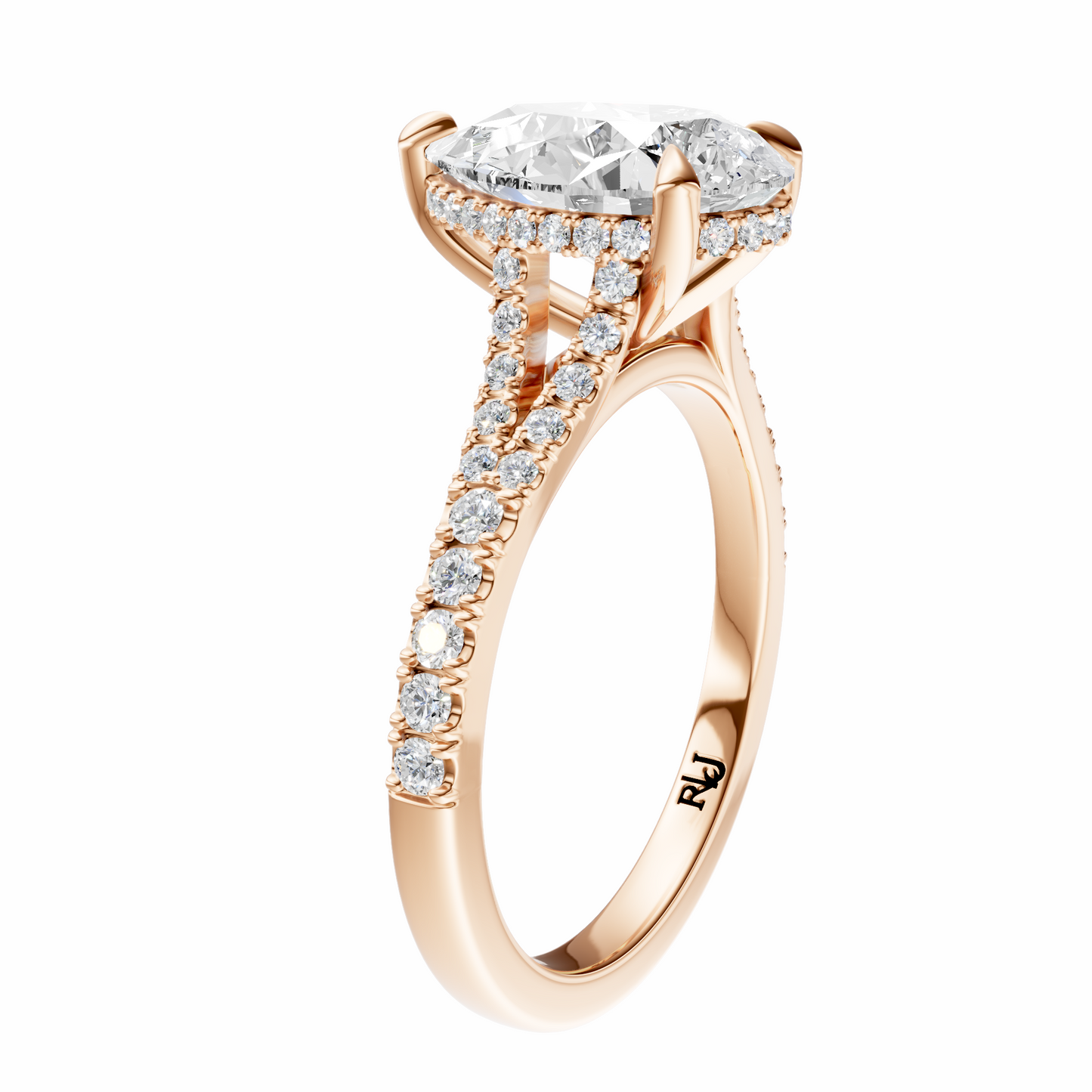 Pear Traditional Split-Shank Cathedral Hidden Halo Setting