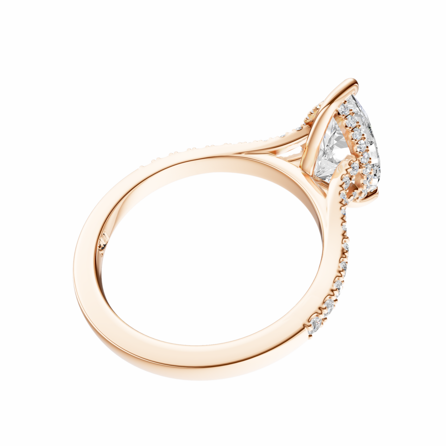 Pear Traditional Split-Shank Cathedral Hidden Halo Setting