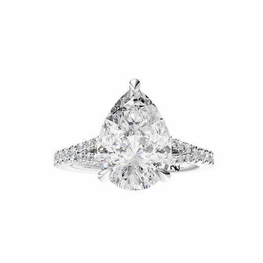 Pear Traditional Split-Shank Cathedral Hidden Halo Setting