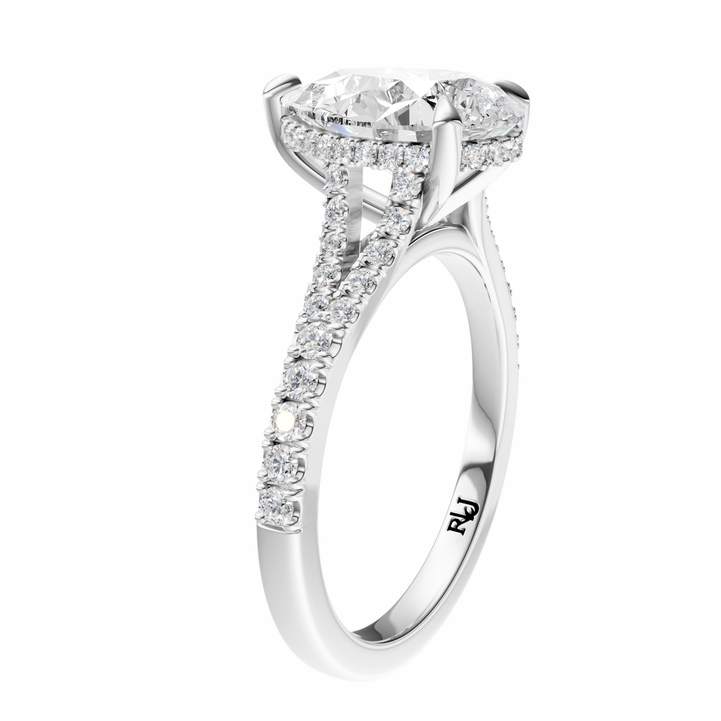 Pear Traditional Split-Shank Cathedral Hidden Halo Setting
