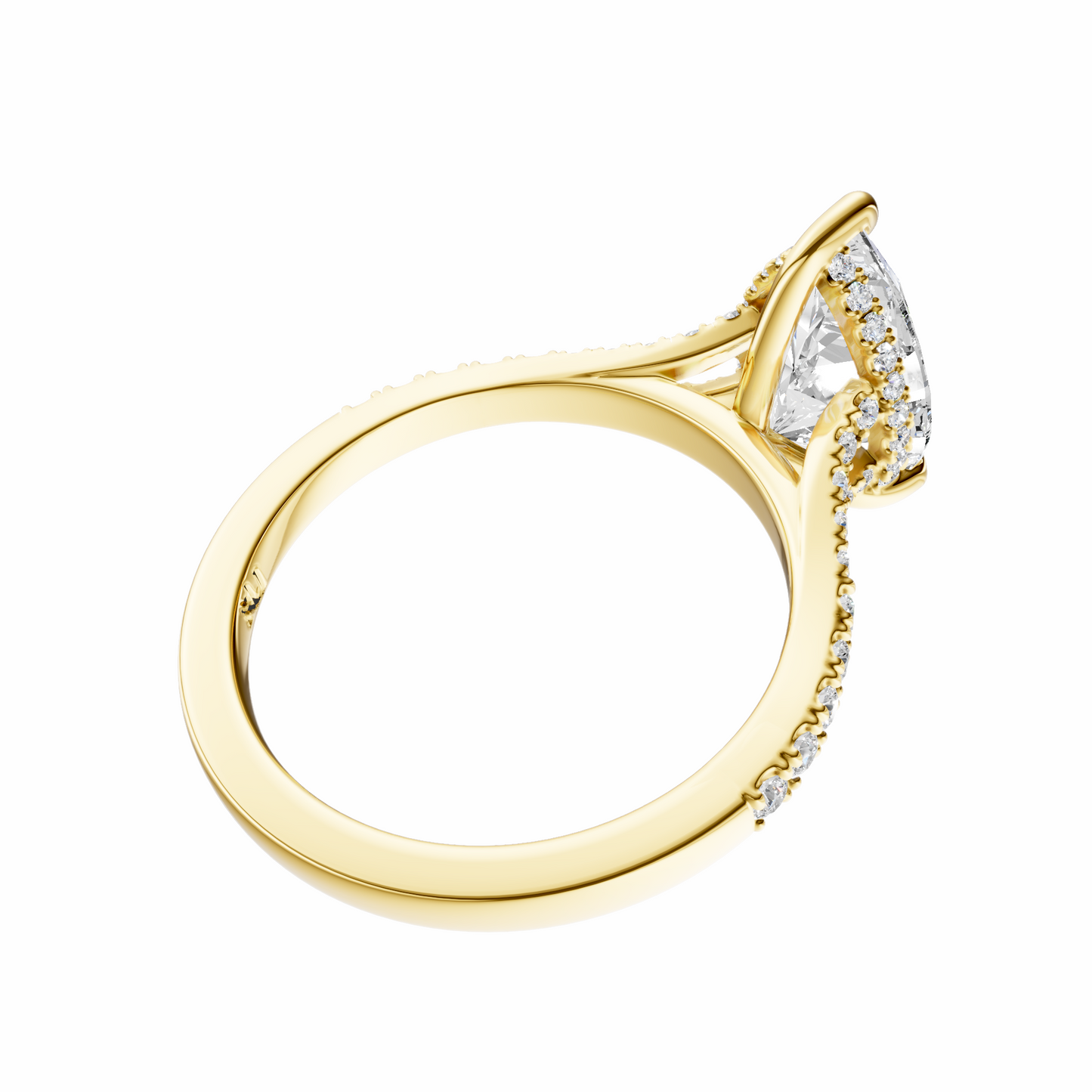 Pear Traditional Split-Shank Cathedral Hidden Halo Setting