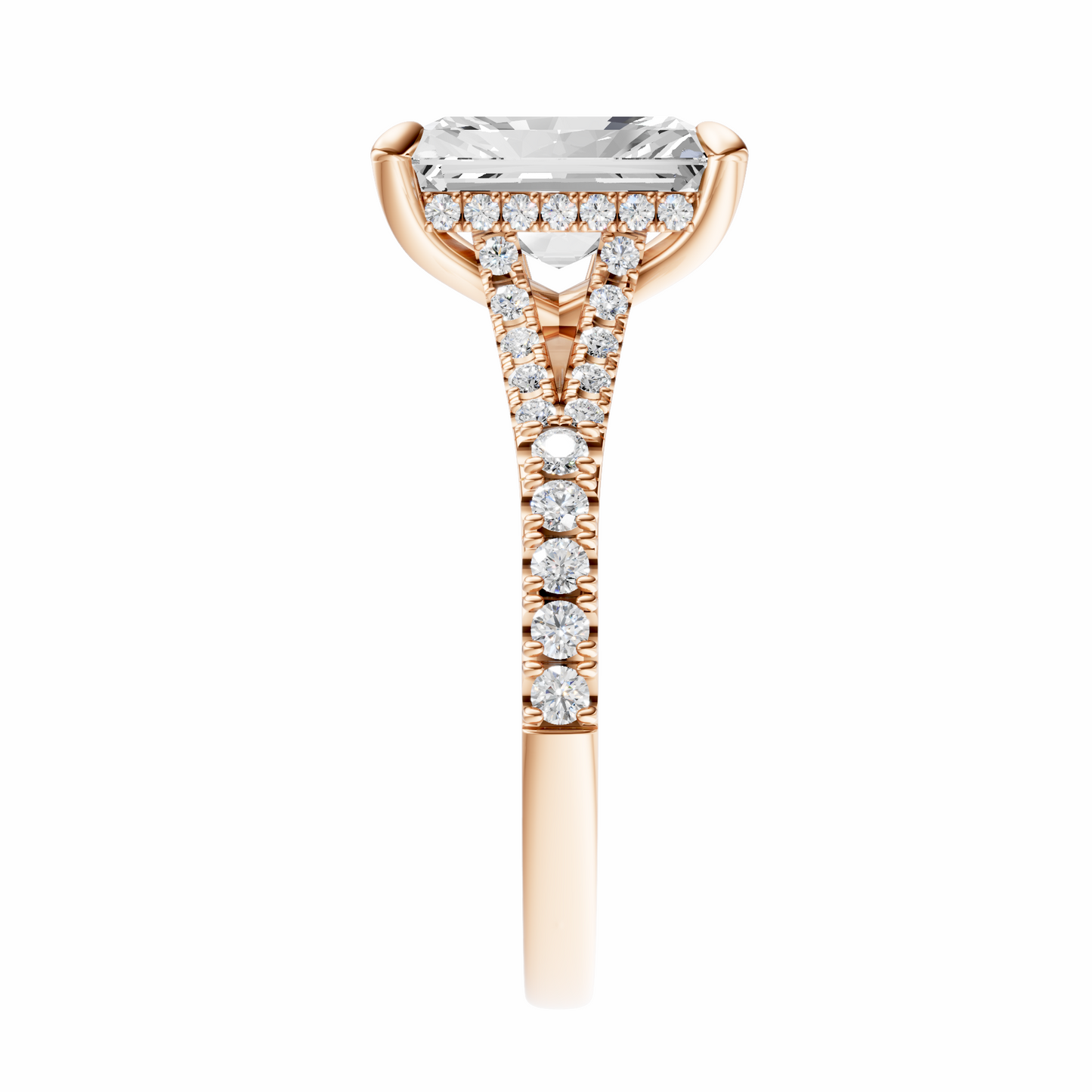 Radiant Traditional Split-Shank Cathedral Hidden Halo Setting
