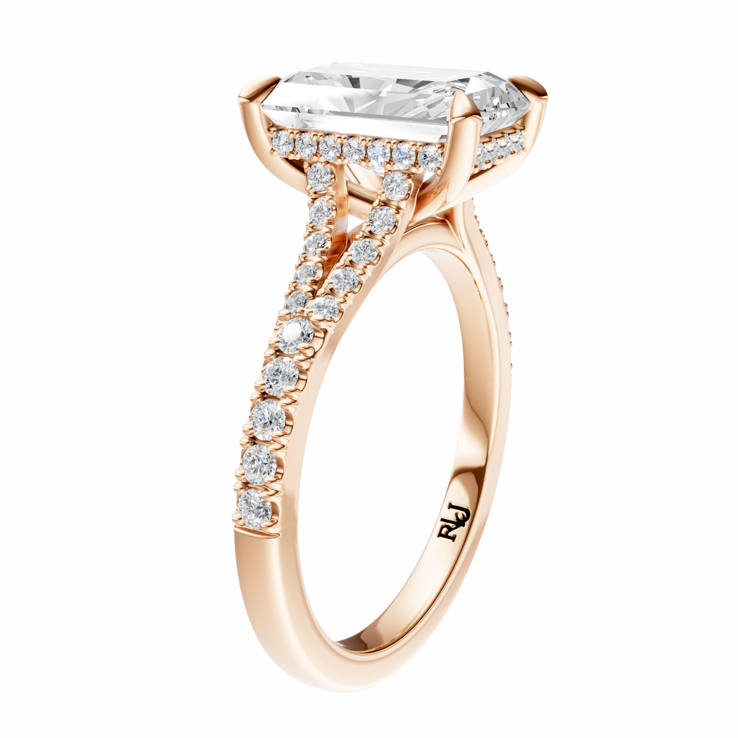 Radiant Traditional Split-Shank Cathedral Hidden Halo Setting