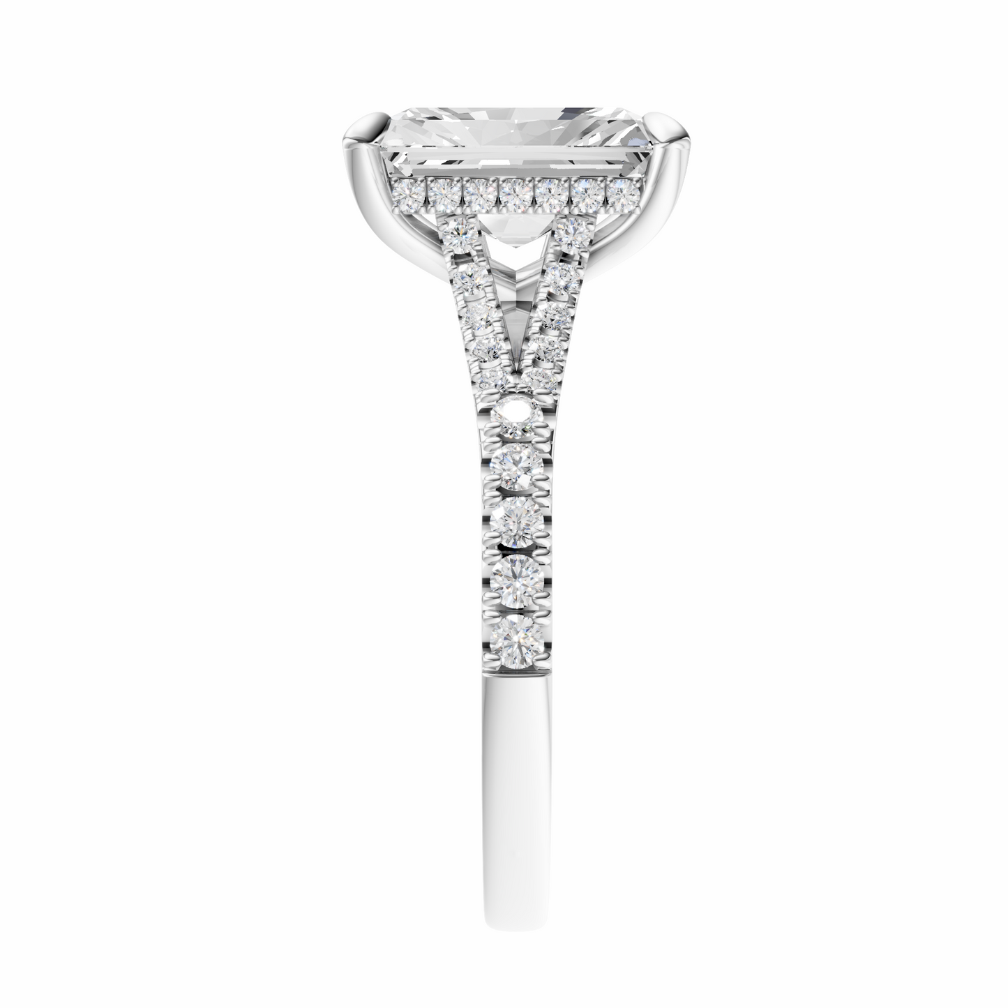 Radiant Traditional Split-Shank Cathedral Hidden Halo Setting