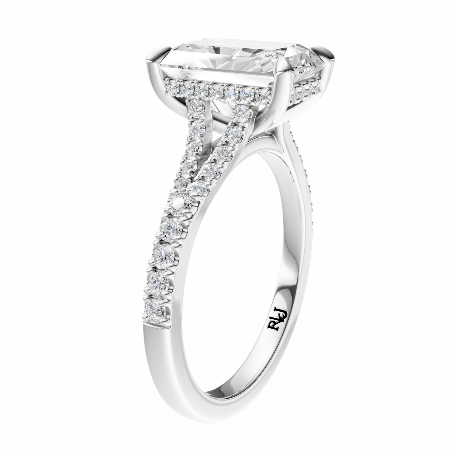 Radiant Traditional Split-Shank Cathedral Hidden Halo Setting