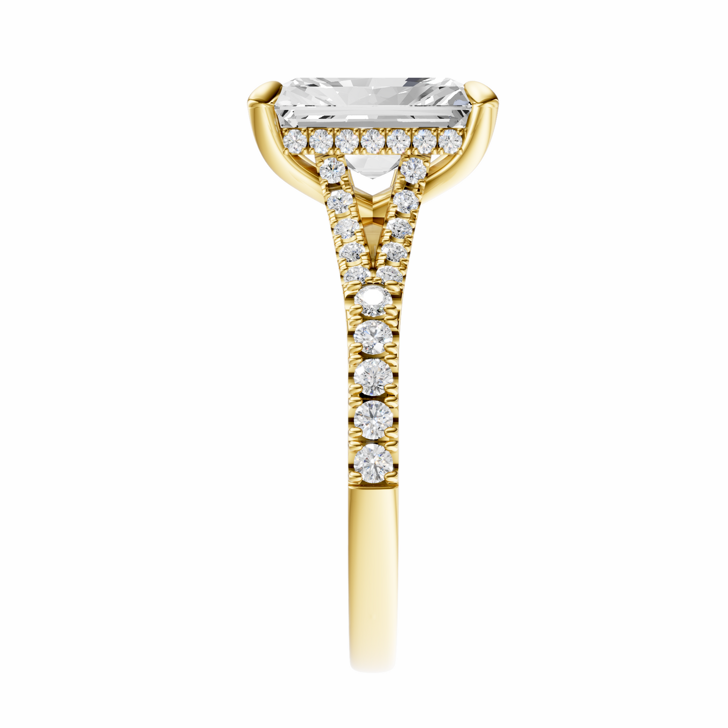 Radiant Traditional Split-Shank Cathedral Hidden Halo Setting