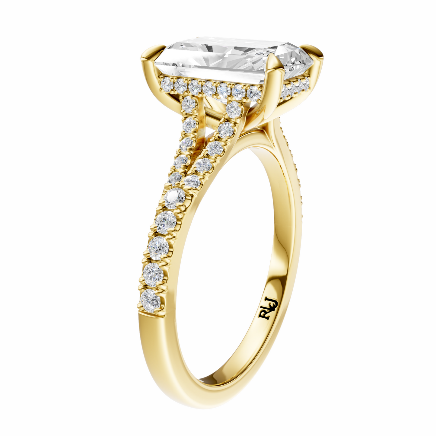 Radiant Traditional Split-Shank Cathedral Hidden Halo Setting