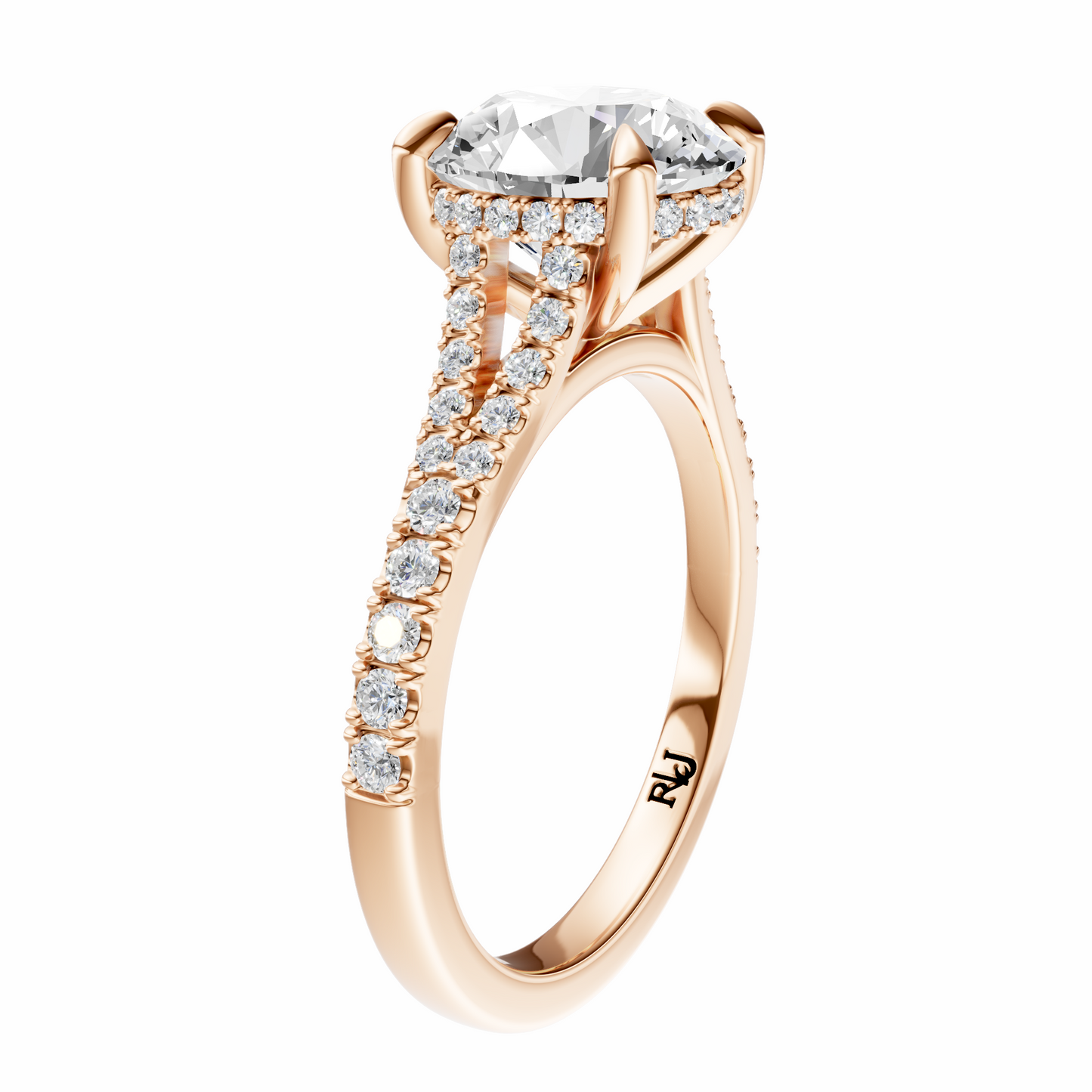 Round Traditional Split-Shank Cathedral Hidden Halo Setting