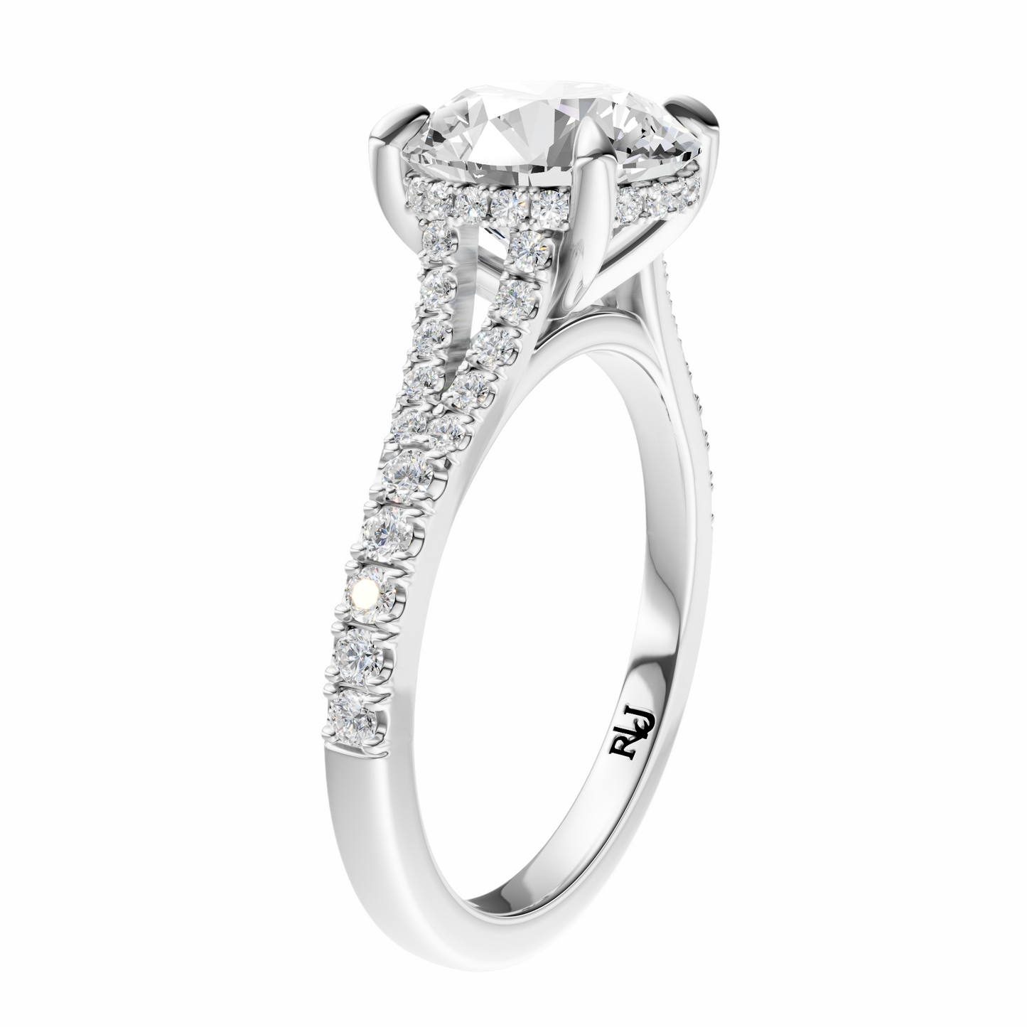 Round Traditional Split-Shank Cathedral Hidden Halo Setting