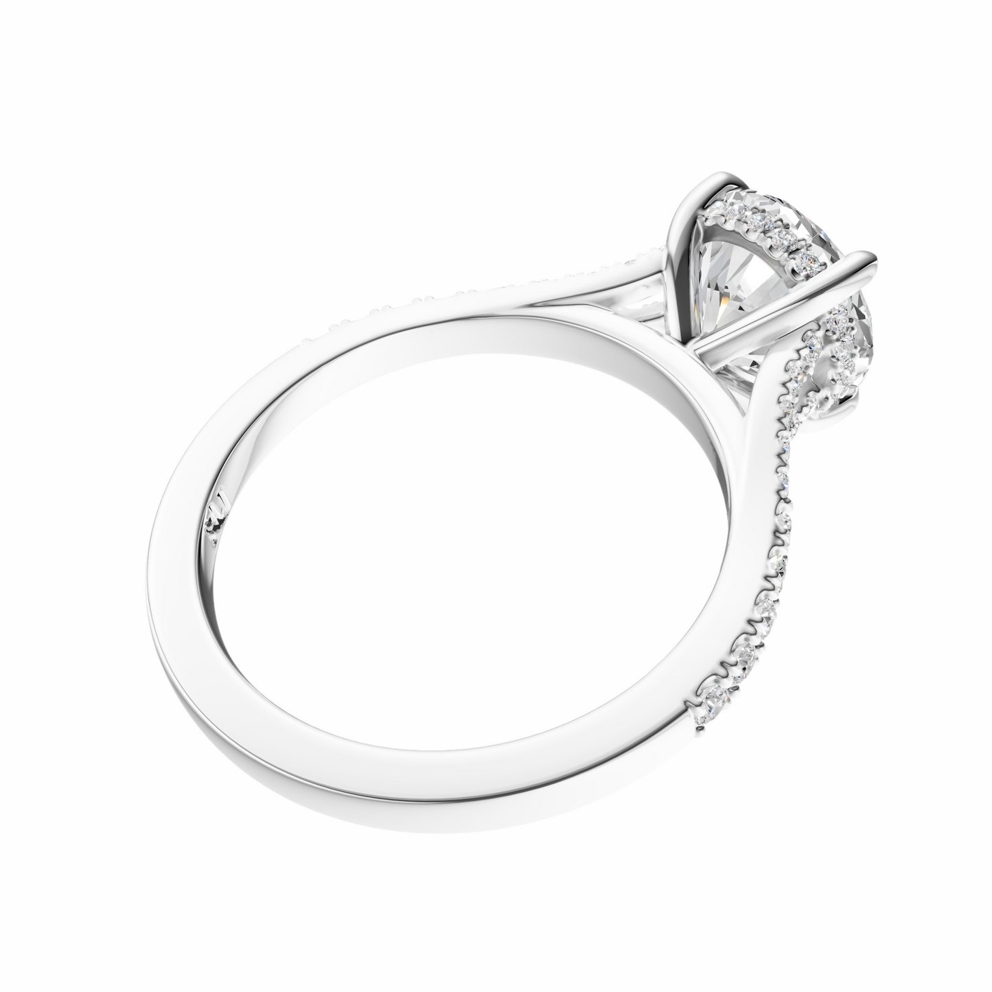 Round Traditional Split-Shank Cathedral Hidden Halo Setting