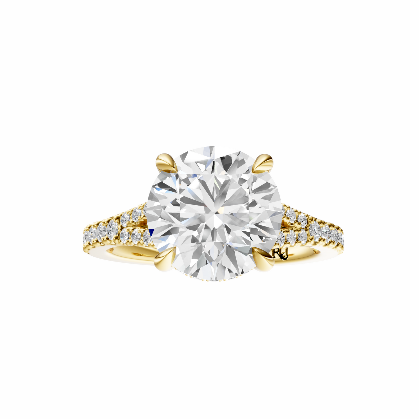 Round Traditional Split-Shank Cathedral Hidden Halo Setting