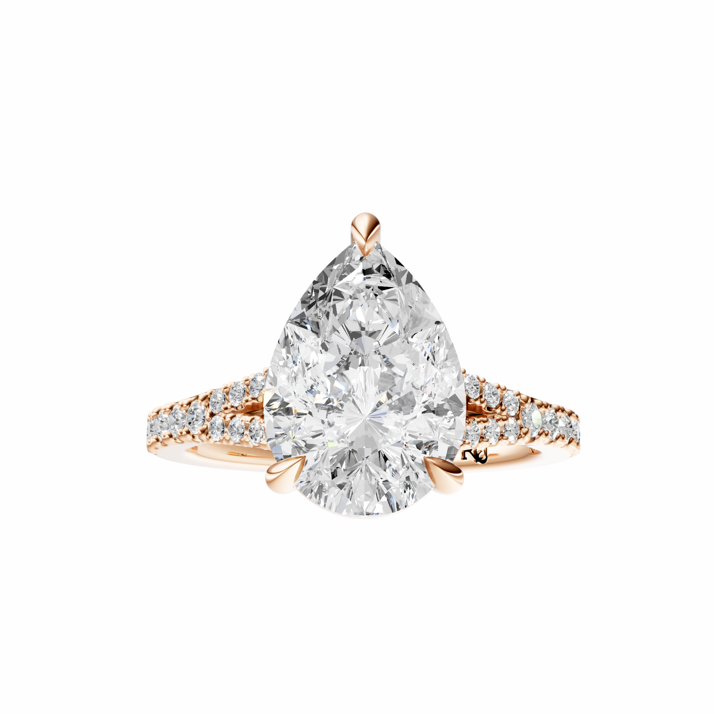 Pear Traditional Split-Shank Cathedral Setting