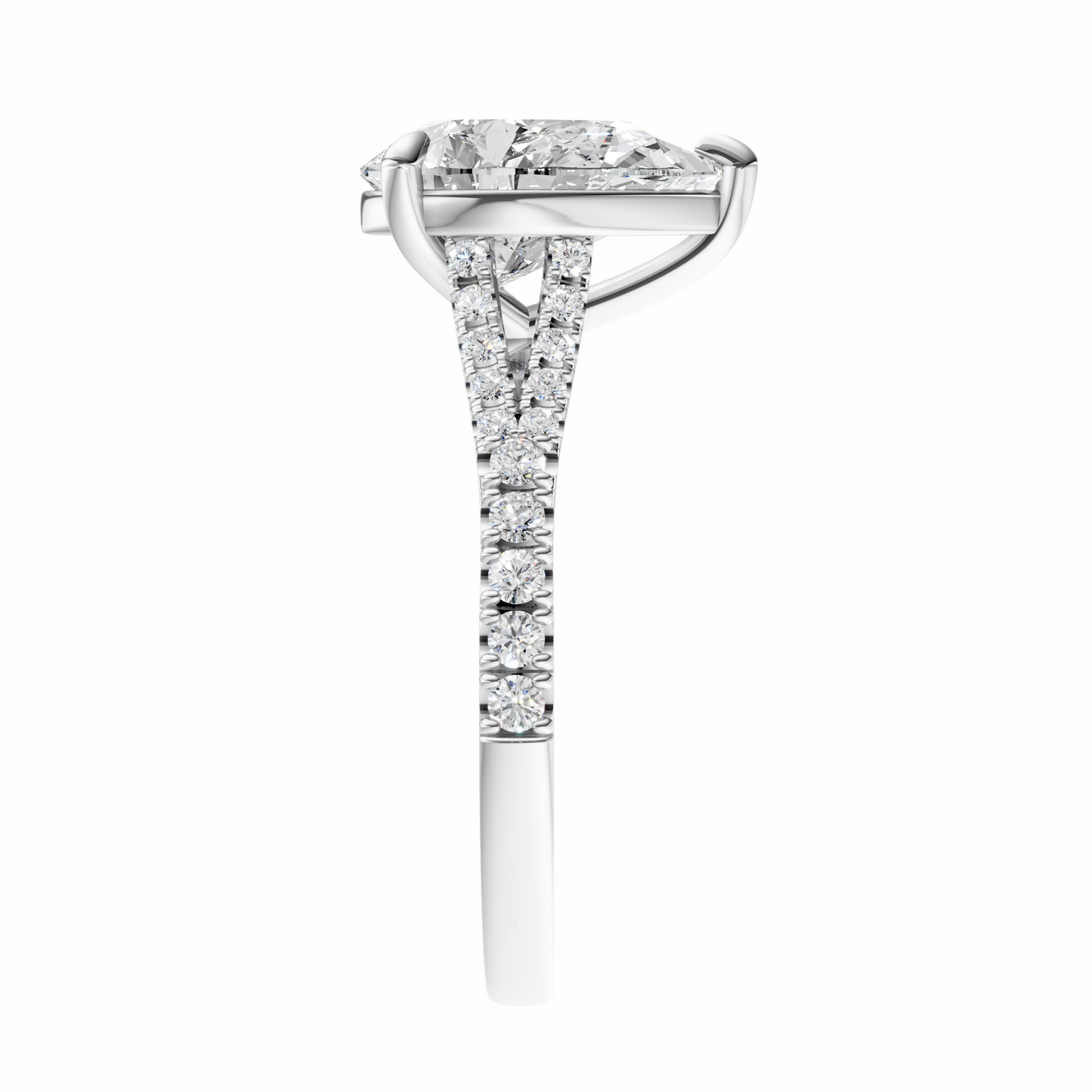 Pear Traditional Split-Shank Cathedral Setting