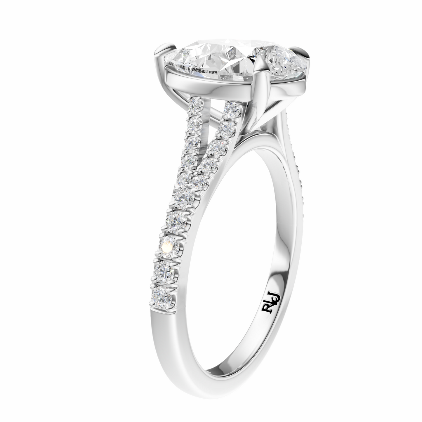 Pear Traditional Split-Shank Cathedral Setting