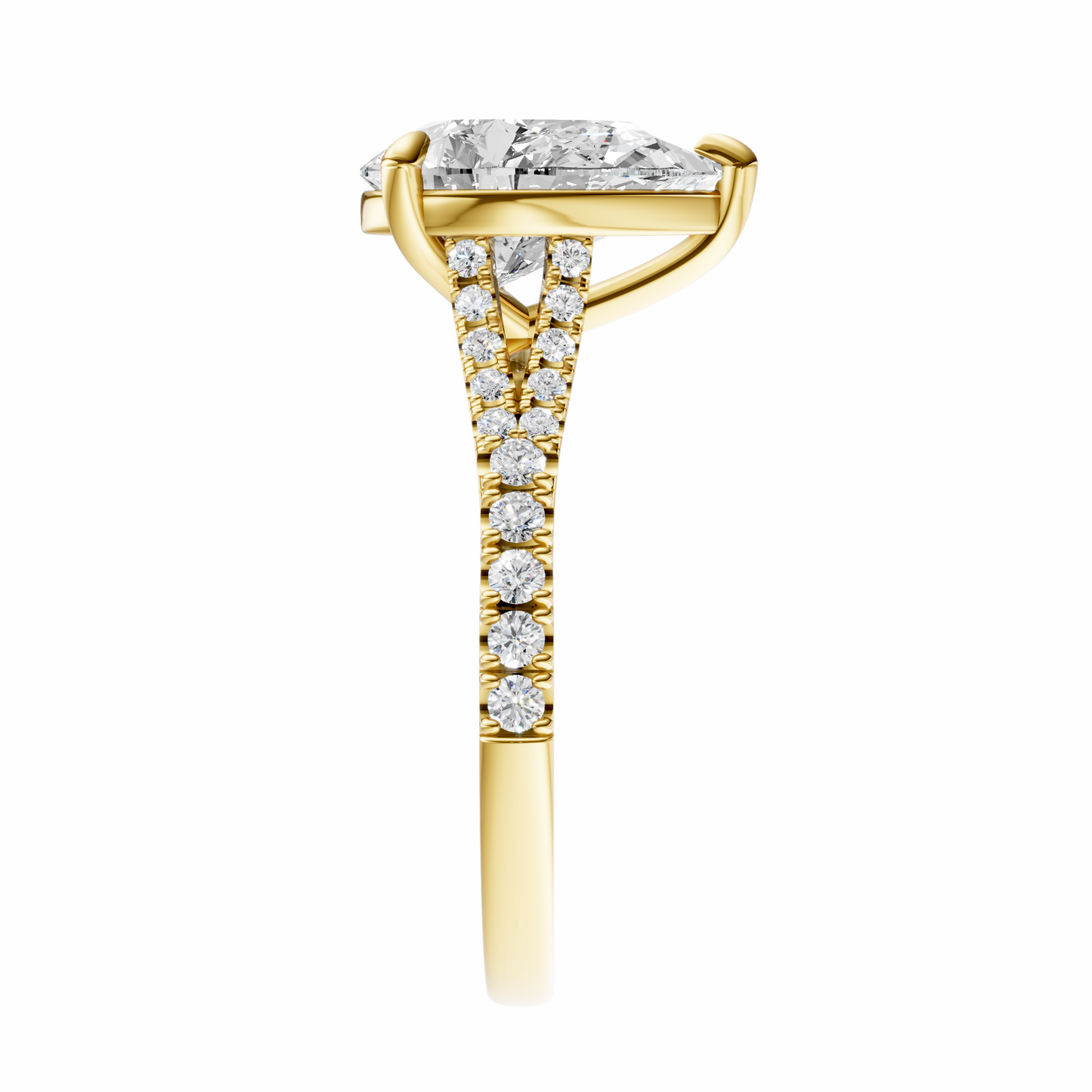 Pear Traditional Split-Shank Cathedral Setting