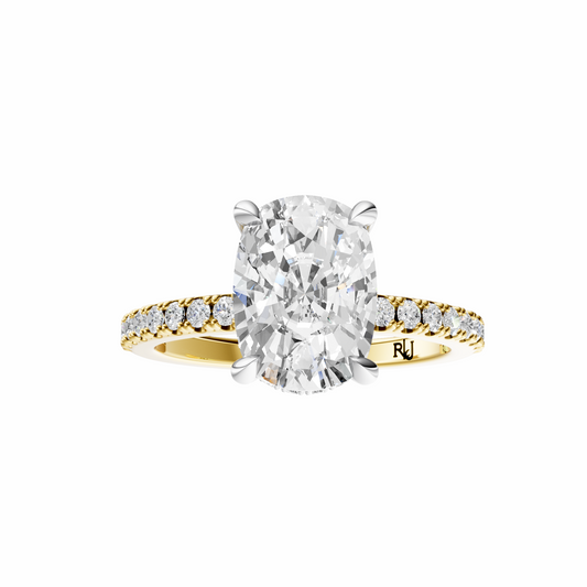 Cushion Mixed Metal Traditional Elegance Hidden Halo Setting